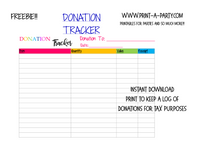 Donation Tracker Log Printable - FREE INSTANT DOWNLOAD