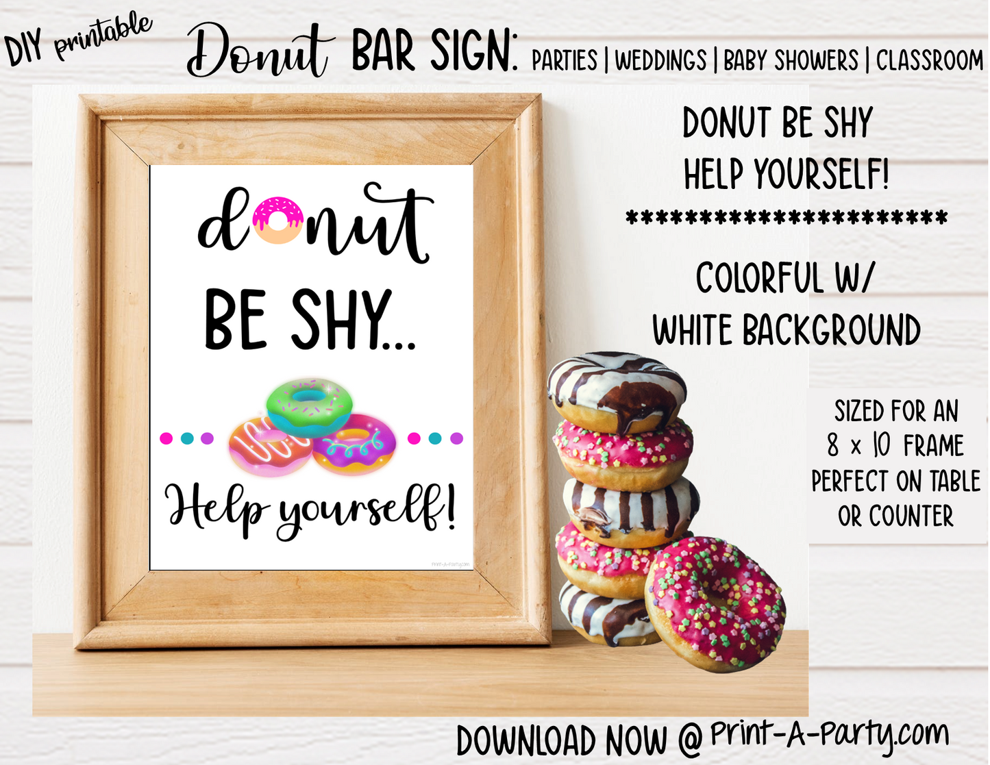 DONUT BAR | DONUT STATION SETUP | Party | Dinner Party | Holiday | Brunch | Bridal Shower | Wedding Lunch | Baby Shower | Teacher Appreciation | Classroom Party | Co-worker appreciation | INSTANT DOWNLOAD