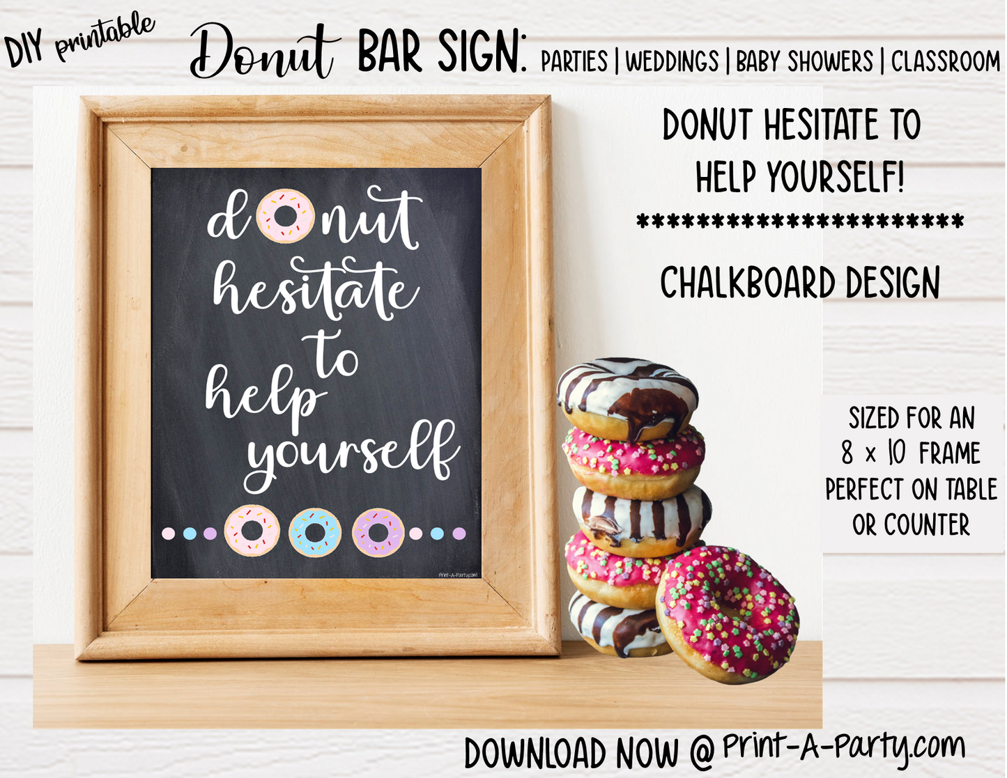 DONUT BAR | DONUT STATION SETUP | Party | Dinner Party | Holiday | Brunch | Bridal Shower | Wedding Lunch | Baby Shower | Teacher Appreciation | Classroom Party | Co-worker appreciation | INSTANT DOWNLOAD