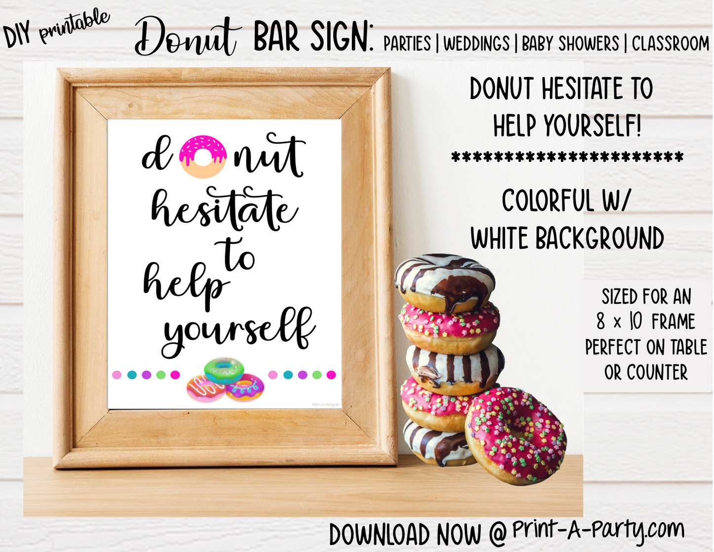 DONUT BAR | DONUT STATION SETUP | Party | Dinner Party | Holiday | Brunch | Bridal Shower | Wedding Lunch | Baby Shower | Teacher Appreciation | Classroom Party | Co-worker appreciation | INSTANT DOWNLOAD