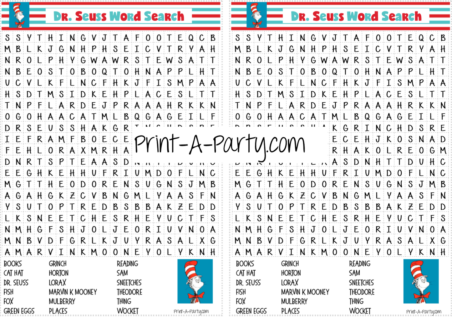 ACTIVITY BUNDLE: Dr. Seuss  | Classrooms | Parties | Activities | Bingo | Word Search | Word Scramble | Class Posters INSTANT DOWNLOAD