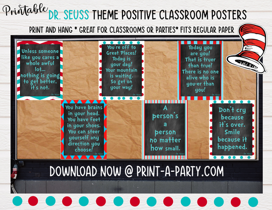 CLASSROOM DECOR | Dr. Seuss Quotes | Dr. Seuss Decor | Positive Classroom Quotes | Instant Art Word Art for Classroom