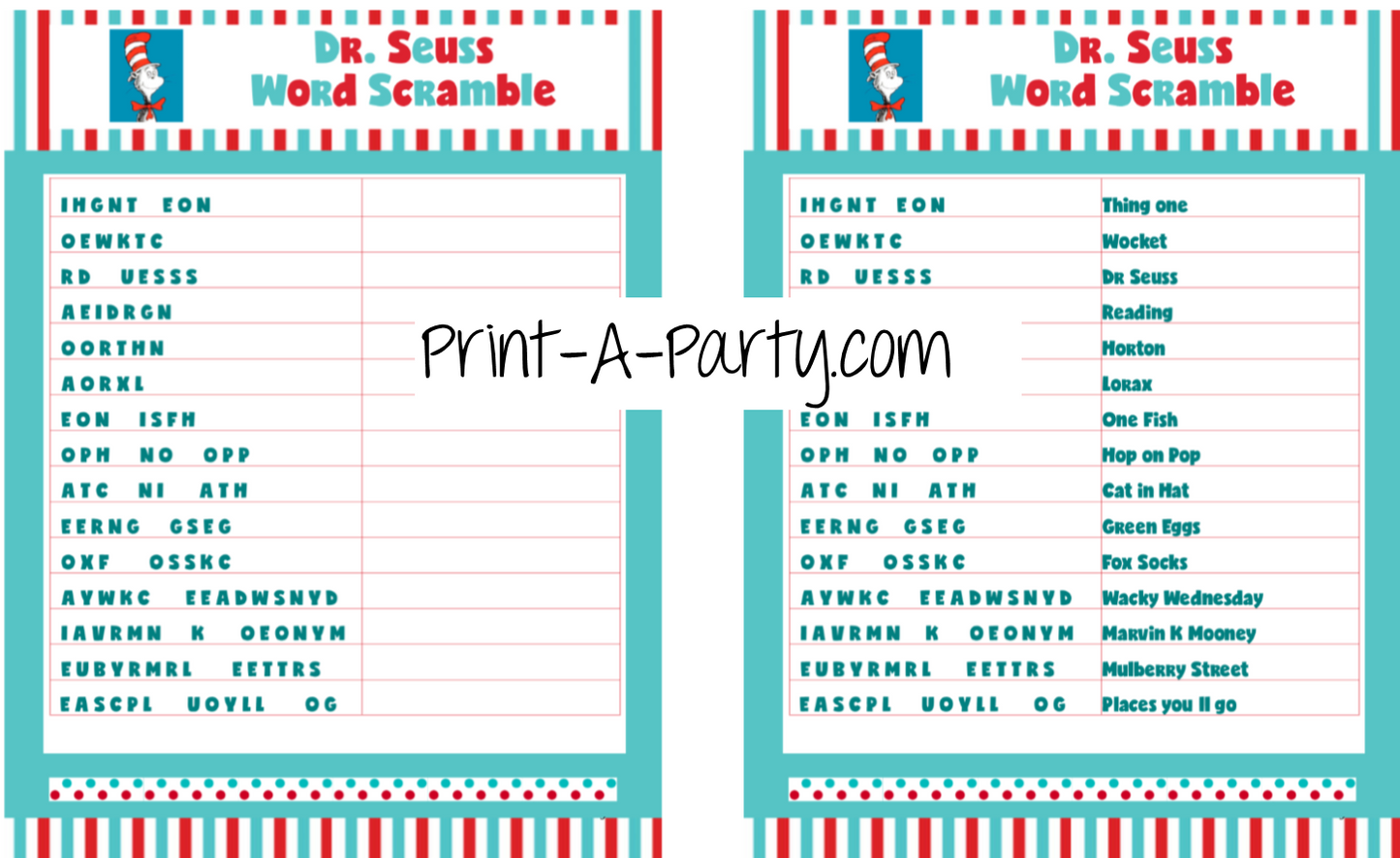 ACTIVITY BUNDLE: Dr. Seuss  | Classrooms | Parties | Activities | Bingo | Word Search | Word Scramble | Class Posters INSTANT DOWNLOAD