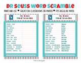 WORD SCRAMBLE: Dr. Seuss | Classrooms | Parties | INSTANT DOWNLOAD
