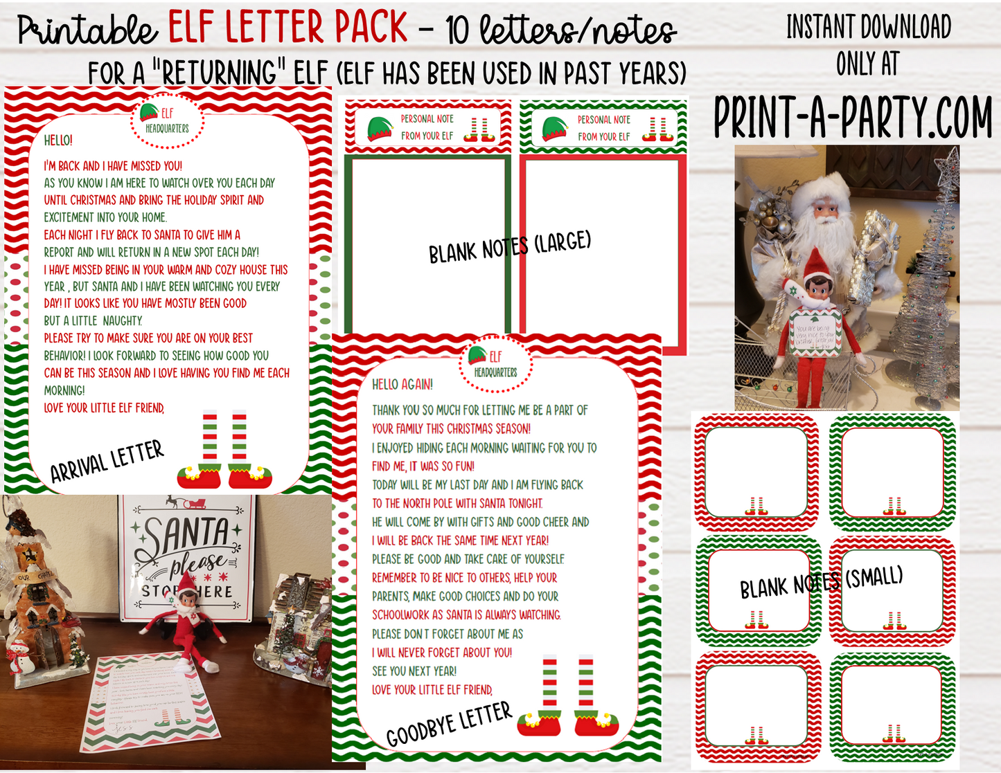 ELF Printable Letter Notes Pack | RETURNING ELF | Elf Welcome & Goodbye Letters | Blank Letters and Notes to promote or praise behavior - INSTANT DOWNLOAD