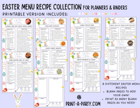 DIY Cookbook | EASTER Menu Recipe Collection | PRINTABLE OR EDITABLE | Planner and Binder Size | Easter Meal Plan | Easter Menu | Planner Recipes | Binder Recipes