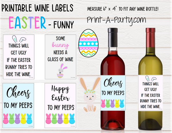 WINE LABELS: Easter Wine | Funny Sarcastic Easter Wine Labels | Wine Gift | Wine Labels | INSTANT DOWNLOAD