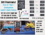 CANDY BAR DIY | CANDY TABLE SET UP DIY | END OF YEAR School Party | GRADUATION Party | Summer Parties | Instant Download Printable