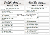 FIND THE GUEST Game | Rustic Farmhouse for Bridal and Wedding Shower | Rustic Wedding | Farmhouse Wedding