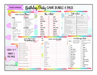 GAME BUNDLE: Birthday Party Game Bundle | Rainbow Glitter Theme | Rainbow Party | Rainbow | INSTANT DOWNLOAD |