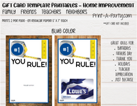 GIFT CARD Templates | Home Improvement | Lowe's | Home Depot | Ace Hardware | True Value | Menards and more  - INSTANT DOWNLOAD - Use each year!