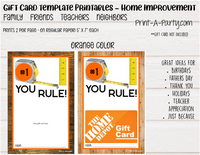 GIFT CARD Templates | Home Improvement | Lowe's | Home Depot | Ace Hardware | True Value | Menards and more  - INSTANT DOWNLOAD - Use each year!