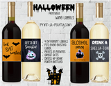 WINE LABELS: Halloween (4) Wine | Chalkboard Wine Labels | Sarcastic Wine | Funny | Printable | INSTANT DOWNLOAD - Use each year!