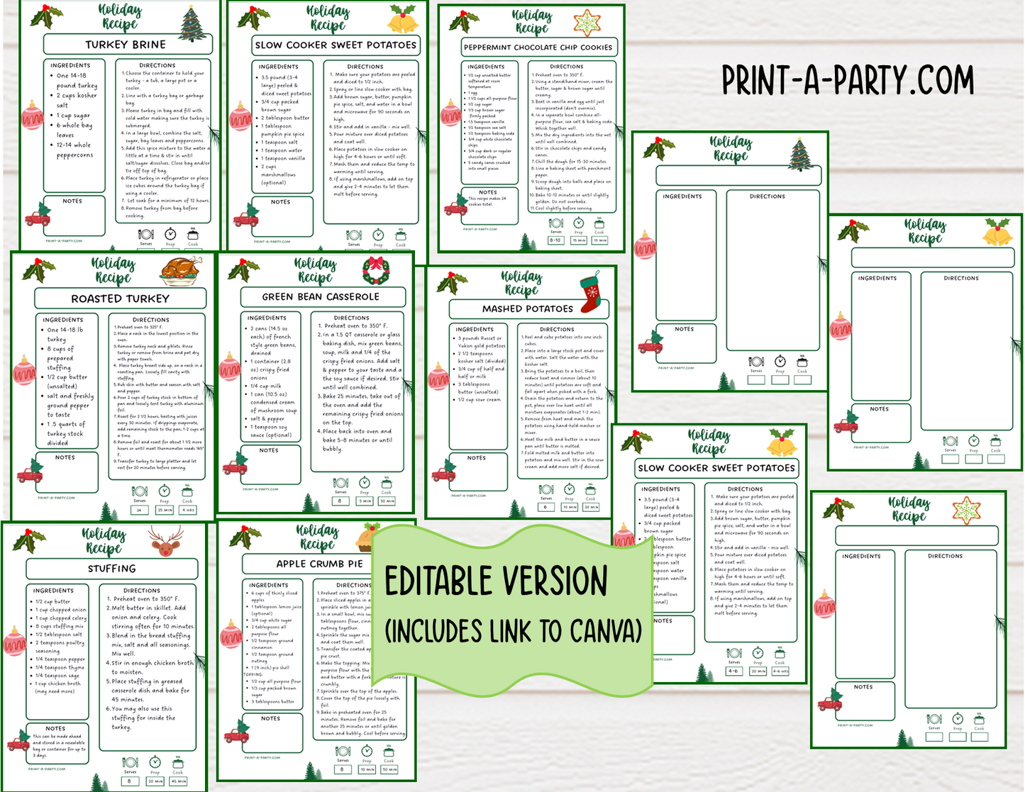 DIY Cookbook | CHRISTMAS Recipe Collection | PRINTABLE OR EDITABLE | Planner  | Meal Plan | Planner Recipes | Binder Recipes