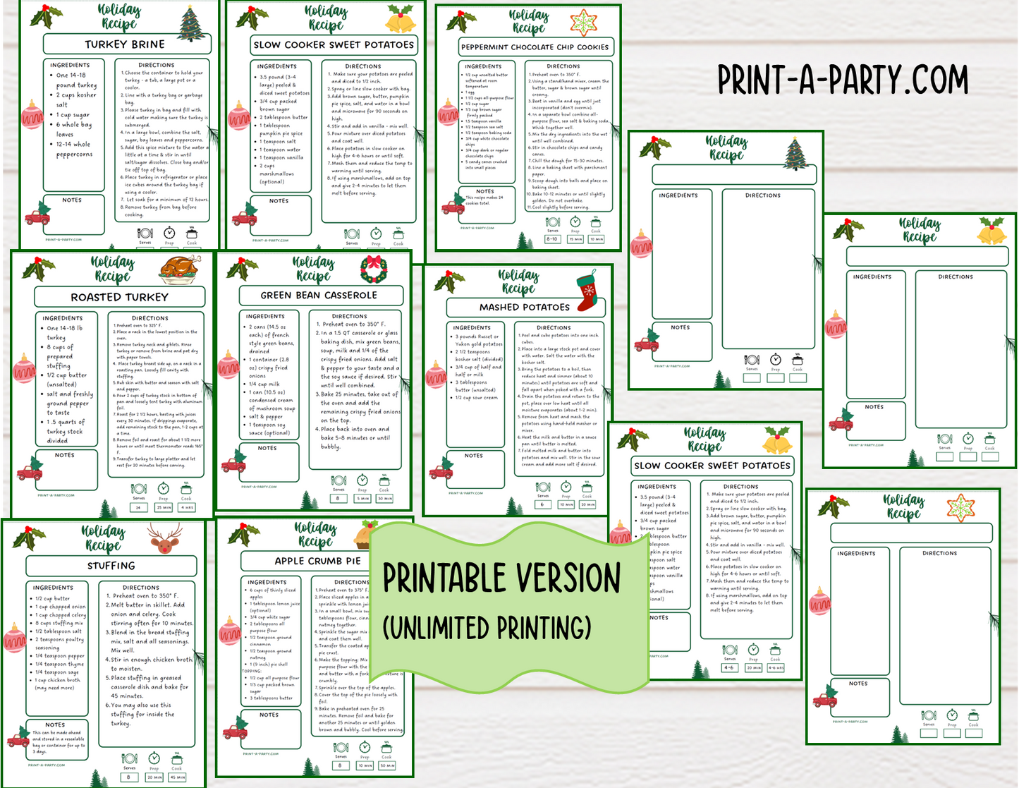 DIY Cookbook | CHRISTMAS Recipe Collection | PRINTABLE OR EDITABLE | Planner  | Meal Plan | Planner Recipes | Binder Recipes