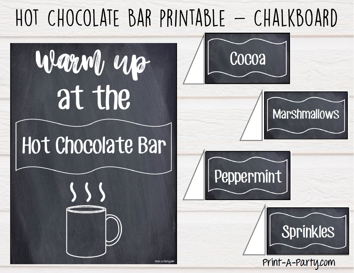 HOT CHOCOLATE BAR | HOT COCOA STATION Setup | Hot Chocolate Sign | Hot Cocoa Bar Labels | Food Station for Party | Food Bar for Party | Christmas | Winter | Class Parties | Birthdays | Weddings | Showers | Fall | Instant Download Printable