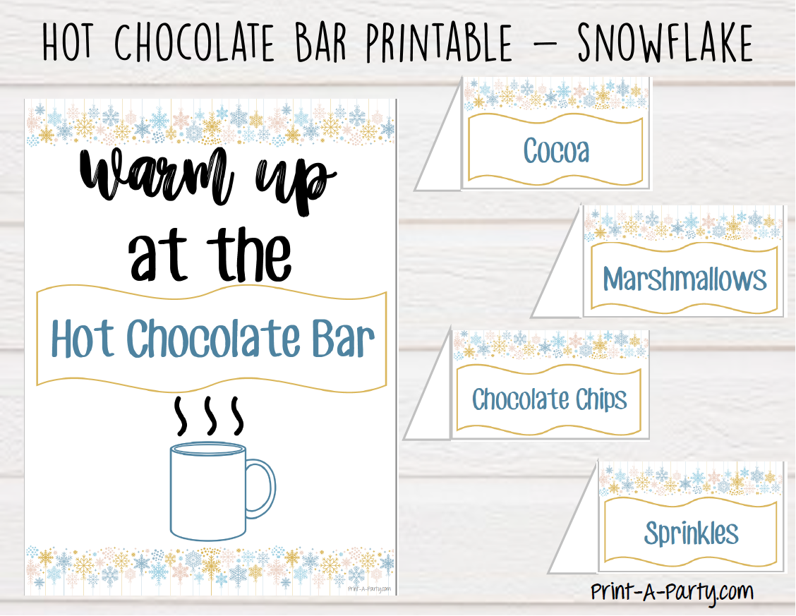 HOT CHOCOLATE BAR | HOT COCOA STATION Setup | Hot Chocolate Sign | Hot Cocoa Bar Labels | Food Station for Party | Food Bar for Party | Christmas | Winter | Class Parties | Birthdays | Weddings | Showers | Fall | Instant Download Printable