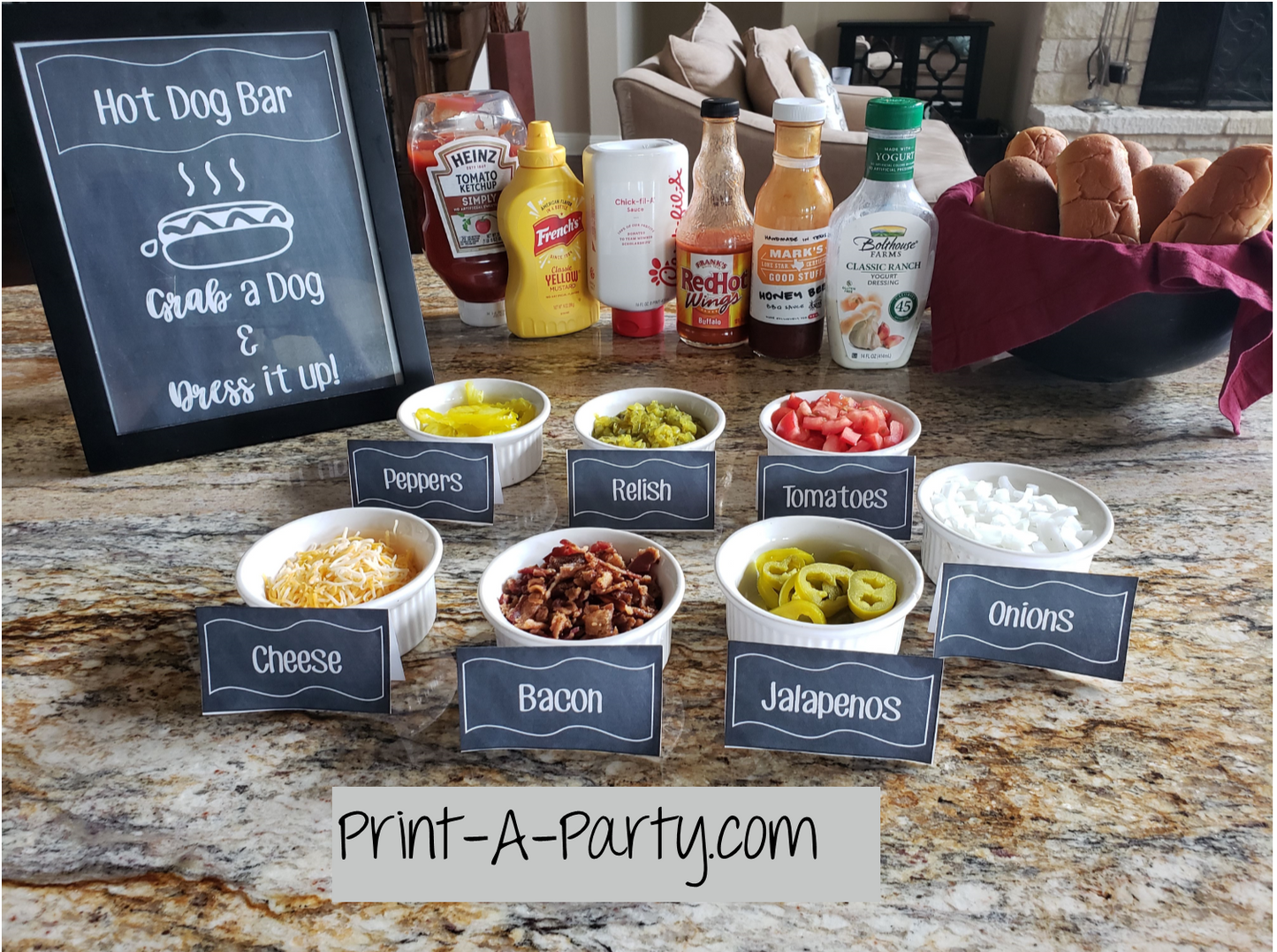 HOT DOG BAR | HOT DOG STATION Setup | Hot Dog Sign | Hot Dog Labels | Make Your Own Hot Dogs Buffet | Food Station for Party | Food Bar for Party | 4th of July | Summer Parties | Instant Download Printable