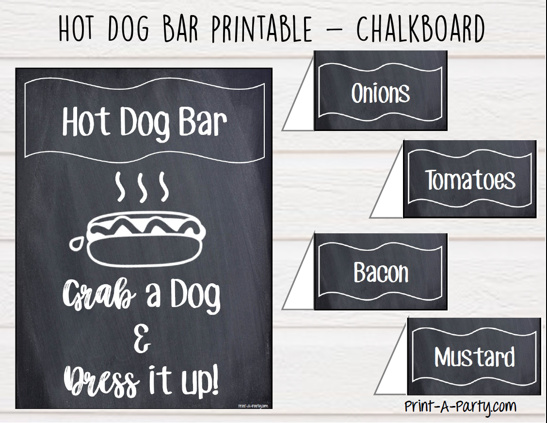 HOT DOG BAR | HOT DOG STATION Setup | Hot Dog Sign | Hot Dog Labels | Make Your Own Hot Dogs Buffet | Food Station for Party | Food Bar for Party | 4th of July | Summer Parties | Instant Download Printable