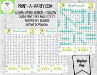 WORD SEARCH: Llamas | Birthday Party | Games - INSTANT DOWNLOAD