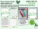 Monthly Planner Kit 3 - MARCH Printable | To Do/Goal Tracker | Gratitude Challenge | Word Search Game | Mood Tracker | Planner/Binder Sizes