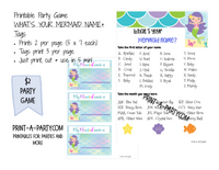 WHAT'S YOUR MERMAID NAME? Game with Name Tags- INSTANT DOWNLOAD