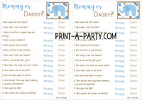 MOMMY OR DADDY? Game for Baby (BOY) Showers - INSTANT DOWNLOAD