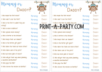 MOMMY OR DADDY? Game for Baby (BOY) Showers - INSTANT DOWNLOAD