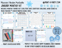 Monthly Planner Kit 1 - JANUARY Printable | To Do/Goal Tracker | Gratitude Challenge | Word Search Game | Mood Tracker | Planner/Binder Sizes