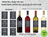 WINE LABELS: New Baby | New Parents | Baby Firsts Wine Labels - for Gifts, Wine Baskets - INSTANT DOWNLOAD