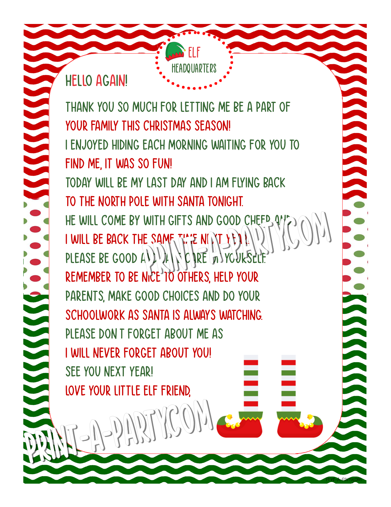 ELF Printable Letter Notes Pack | RETURNING ELF | Elf Welcome & Goodbye Letters | Blank Letters and Notes to promote or praise behavior - INSTANT DOWNLOAD