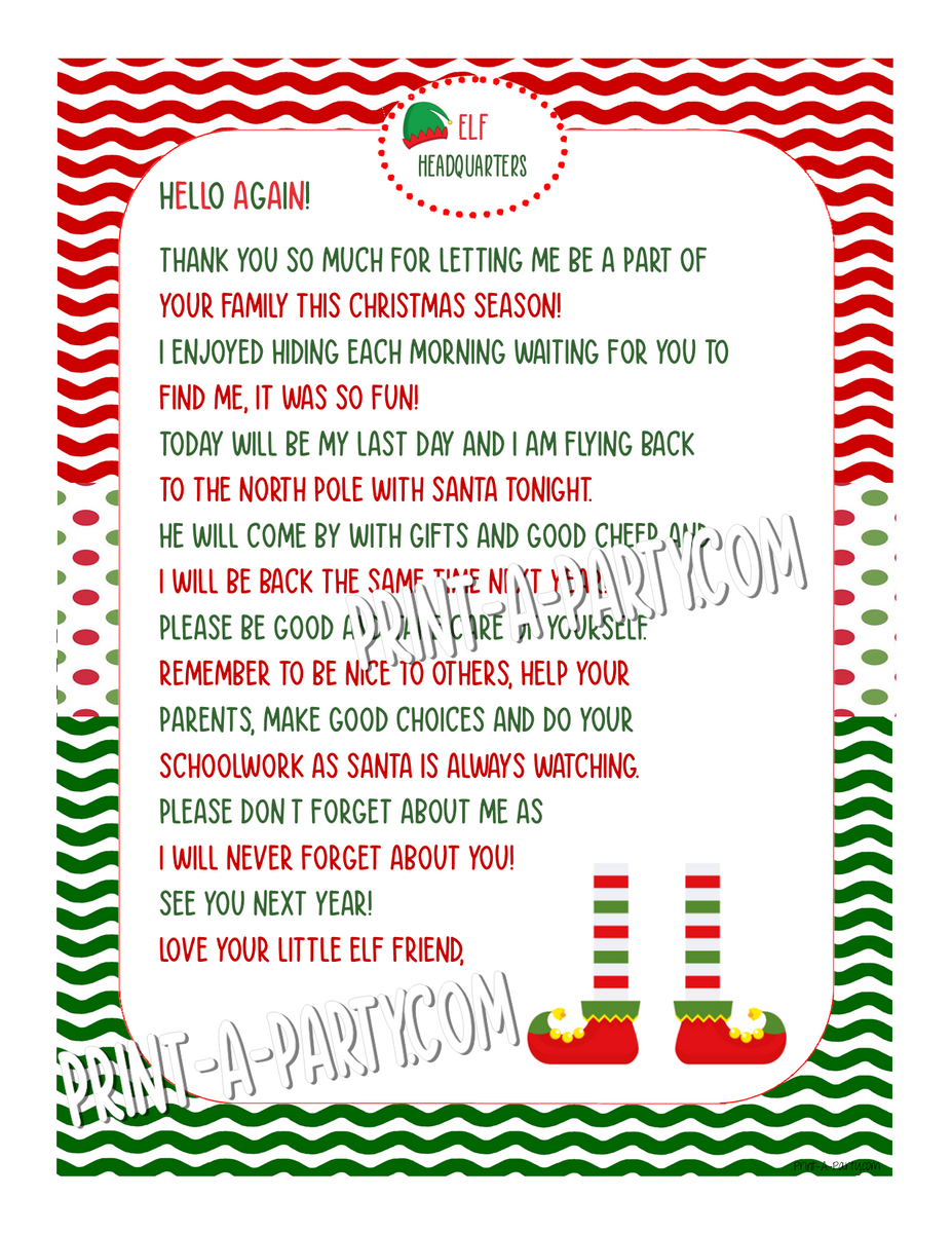 ELF Printable Letter Notes Pack | RETURNING ELF | Elf Welcome & Goodby ...