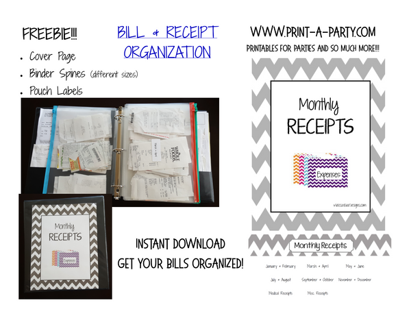 Receipt and Expense Organization Printable - FREE INSTANT DOWNLOAD!