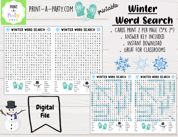 WORD SEARCH: Winter | Classroom | Teachers | Classrooms | INSTANT DOWNLOAD