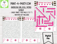WORD SEARCH: American Girl Doll | Birthday Party | Games  - INSTANT DOWNLOAD