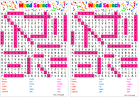 WORD SEARCH: Confetti | Birthday Party | Games  - INSTANT DOWNLOAD