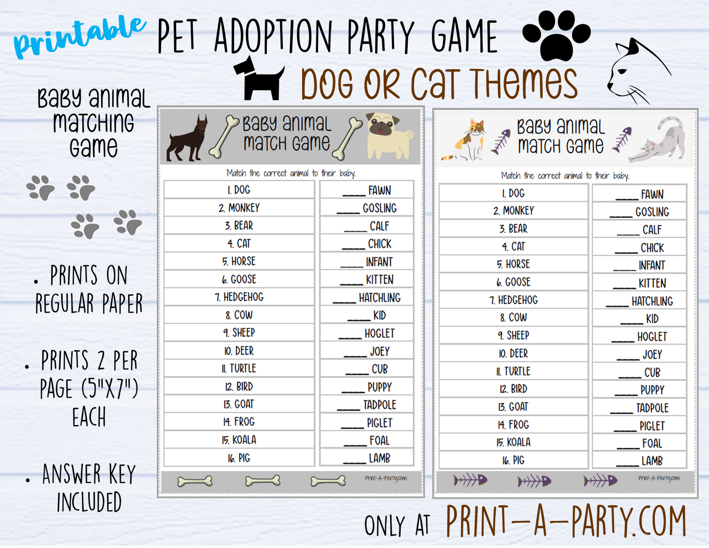 Pet Adoption Party Game | Dog Adoption Party | Cat Adoption Party | Animal Matching Game | Pet Adoption Celebration | Pet Adoption Game | Animal Game | Altbash | INSTANT DOWNLOAD