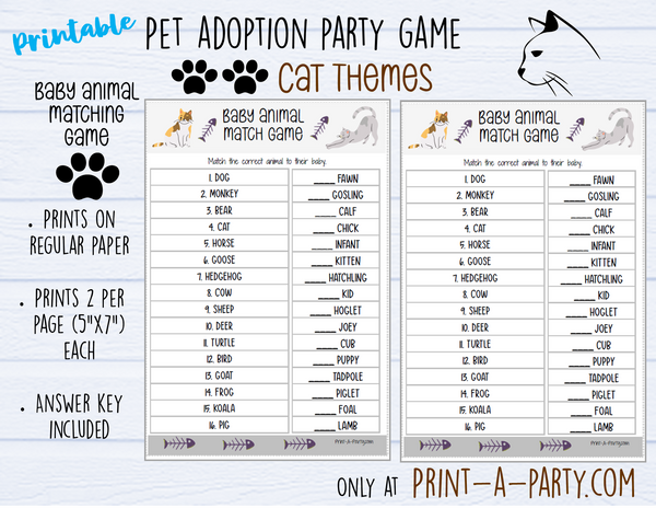 Pet Adoption Party Game | Dog Adoption Party | Cat Adoption Party | Animal Matching Game | Pet Adoption Celebration | Pet Adoption Game | Animal Game | Altbash | INSTANT DOWNLOAD
