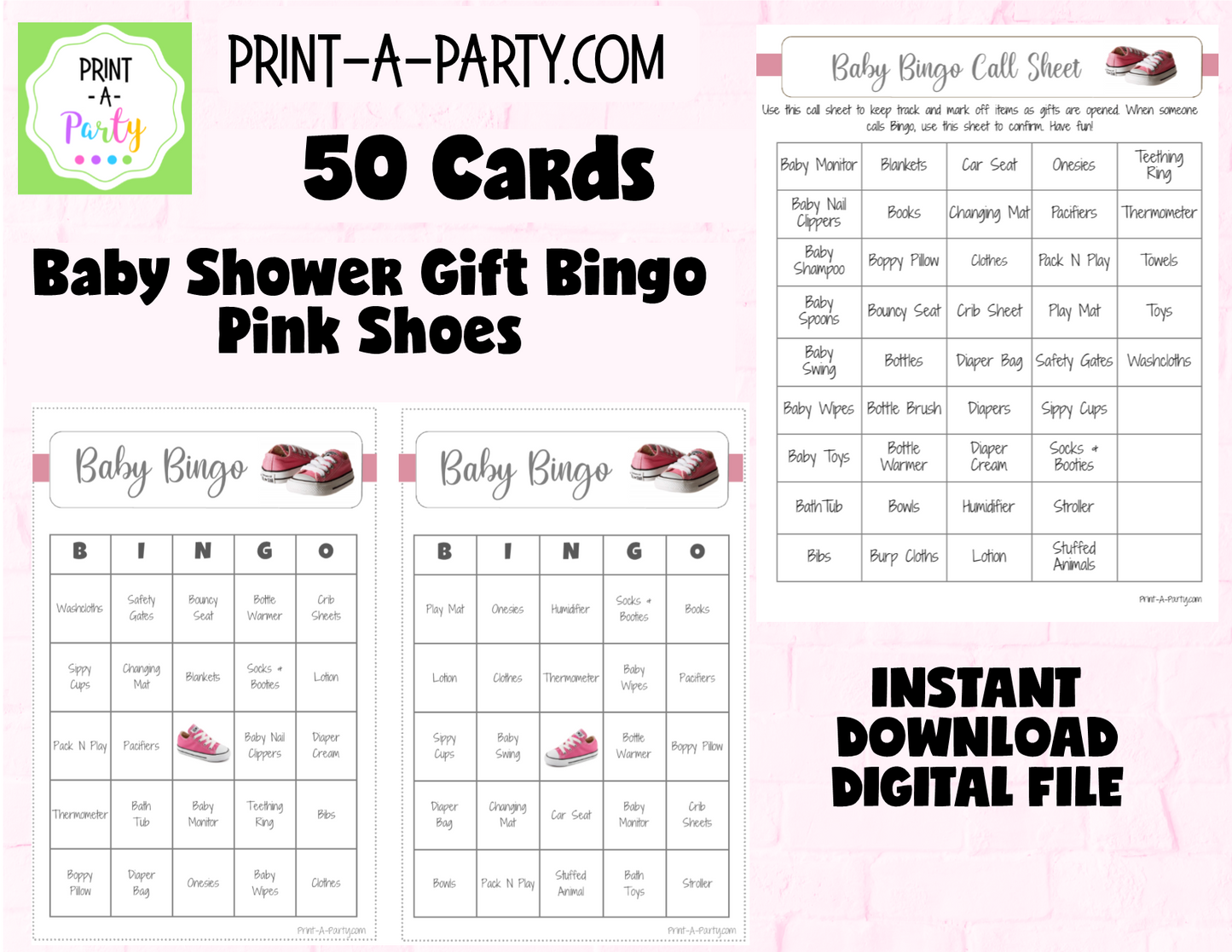 BINGO Baby Shower - Gift Bingo Game - choose your theme and size