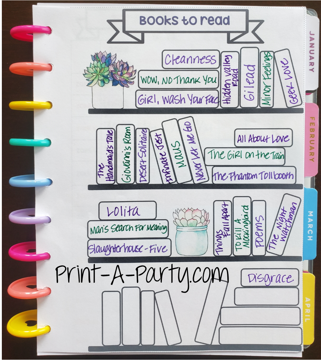 Book Tracker | Reading Log | Book Log | POTTED PLANTS | SUCCULENTS | Disc Planner Size 9.25" x 7"