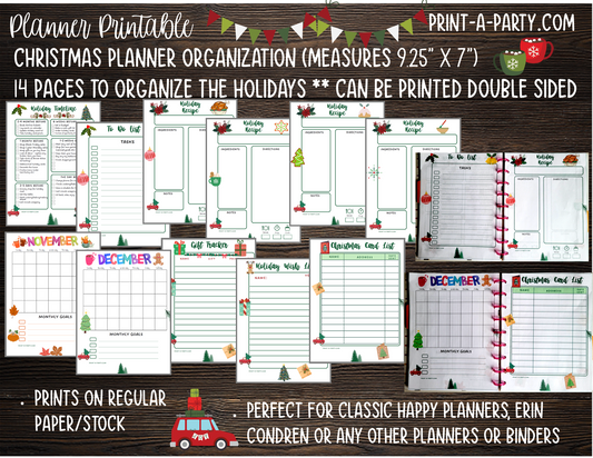 Christmas Planning Pages - Planner Size | Planner Printable | Planner Inserts | Classic Happy Planner | Christmas Organization