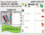 Grocery List Printable | CHRISTMAS THEME | Planner & Binder Sizes | Planner Grocery List | Binder Grocery List | Classic Happy Planner | Home Management Organization Binder | Planner Printable