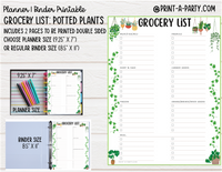 Grocery List Printable | POTTED PLANTS THEME | Planner or Binder Size | Planner Grocery List | Binder Grocery List | Classic Happy Planner | Home Management Binder | Planner Printable