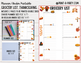 Grocery List Printable | THANKSGIVING THEME | Planner & Binder Sizes | Planner Grocery List | Binder Grocery List | Classic Happy Planner | Home Management Organization Binder | Planner Printable