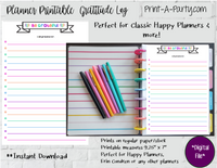 Gratitude Log Page | Planner List | Classic Happy Planner | Planner Printable
