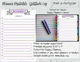 Gratitude Log Page | Planner List | Classic Happy Planner | Planner Printable