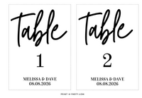 TABLE NUMBER SIGNS EDITABLE & PRINTABLE | Table Number Signs for Wedding or Baby Shower | Editable Table Number Signs | Printable Table Number Signs |Simple Modern Wedding |  | Edit names and dates
