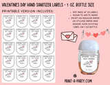 DIY Valentines | HAND SANITIZER LABELS | Printable or Editable | Valentine's Day Hand Sanitizers