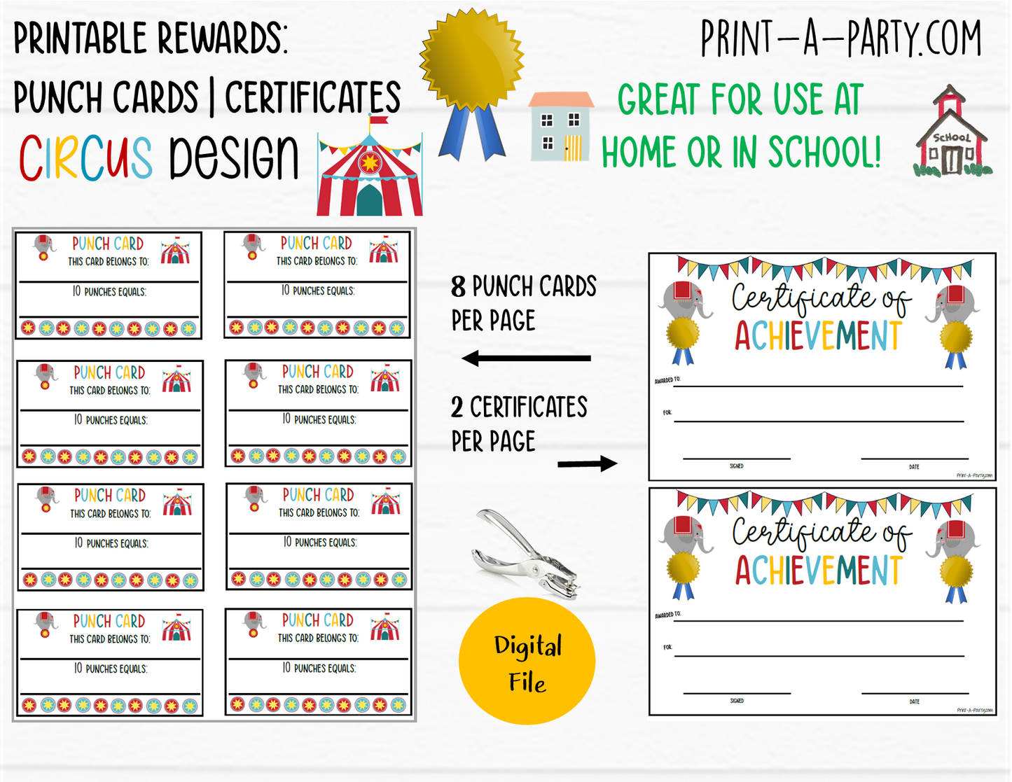 REWARD | CERTIFICATE: Punch Cards and Certificates to reward behavior | For Kids or Students | Classroom Behavior | Potty Training