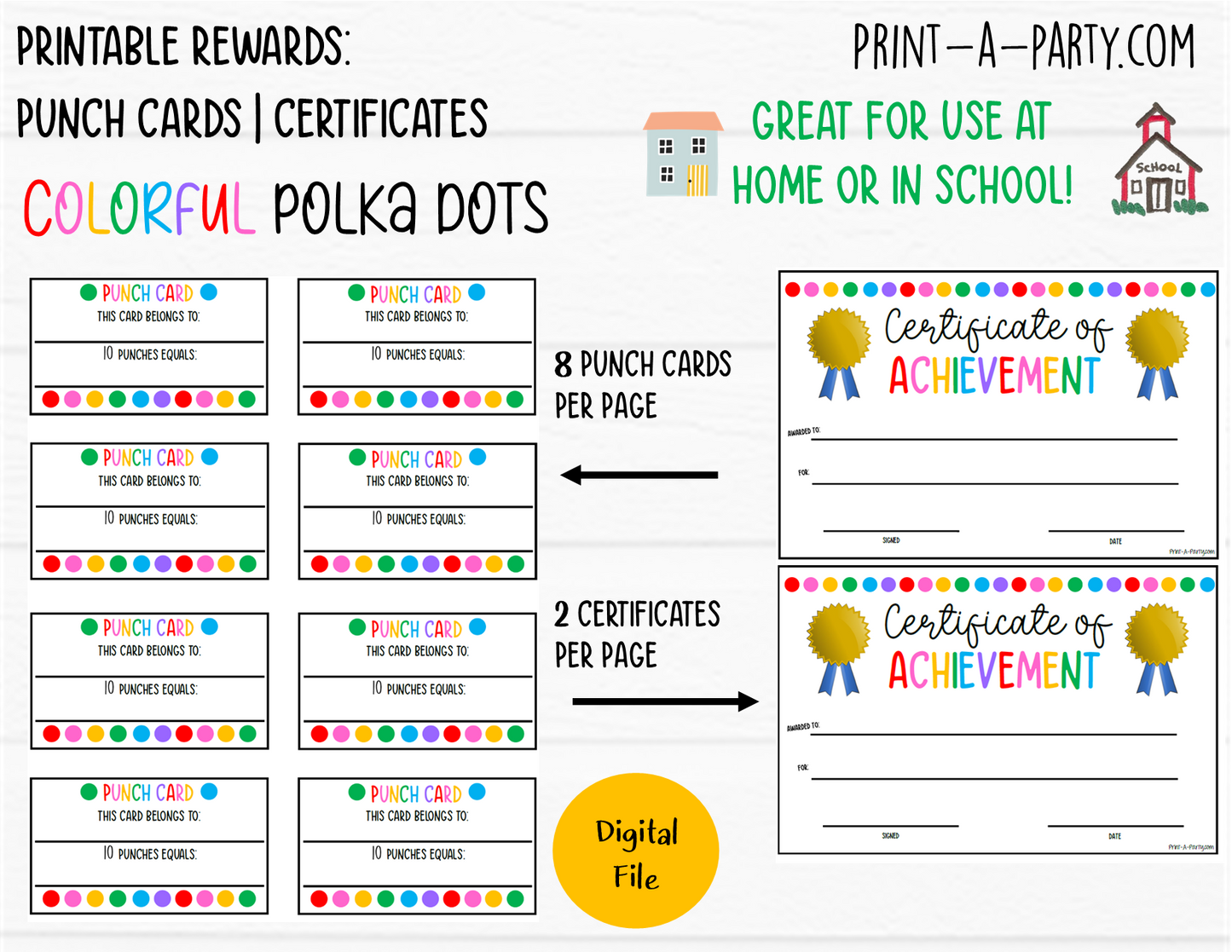 REWARD | CERTIFICATE: Punch Cards and Certificates to reward behavior | For Kids or Students | Classroom Behavior | Potty Training